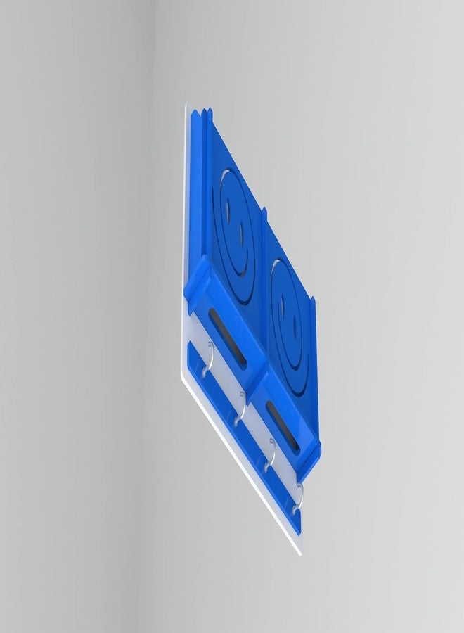 STIMULUS Acrylic Smiley Multipurpose Mobile Holder with Wall Key Stand 4 Hook Blue Colour - Image 4